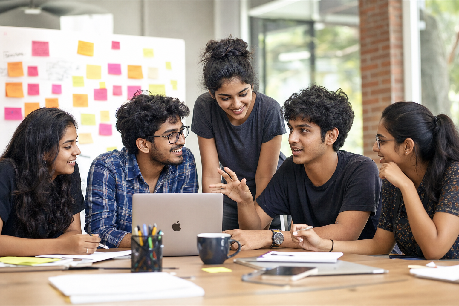 Students collaborating in an entrepreneurship and innovation workshop